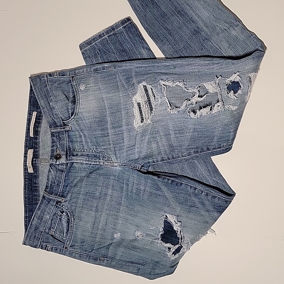 Guess Power Curvy Slim Ankle Jeans Women’s 31 Blue Mid Rise Stretch Distressed - Picture 5 of 12